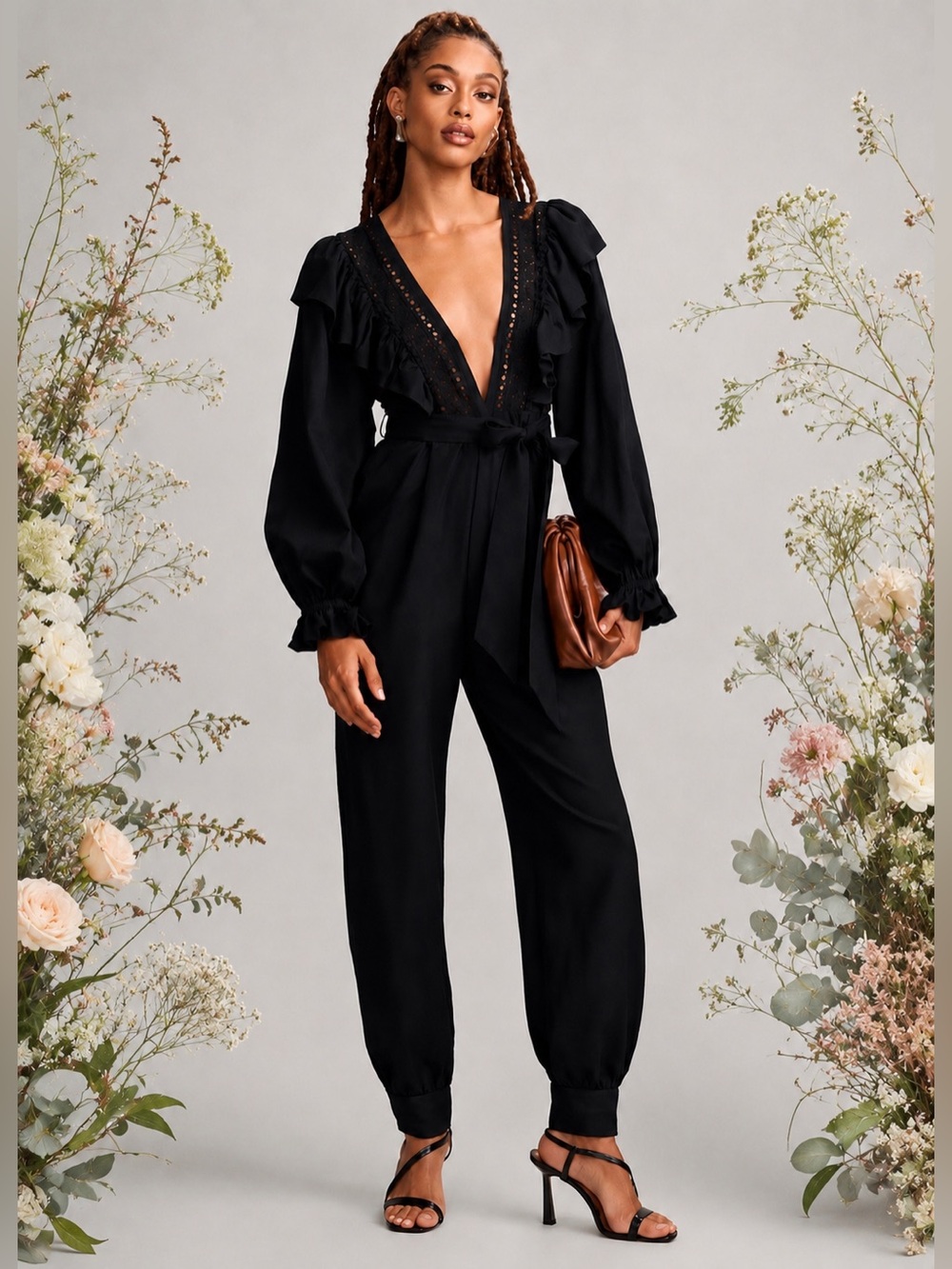 FARM Rio Lace Ruffle Jumpsuit